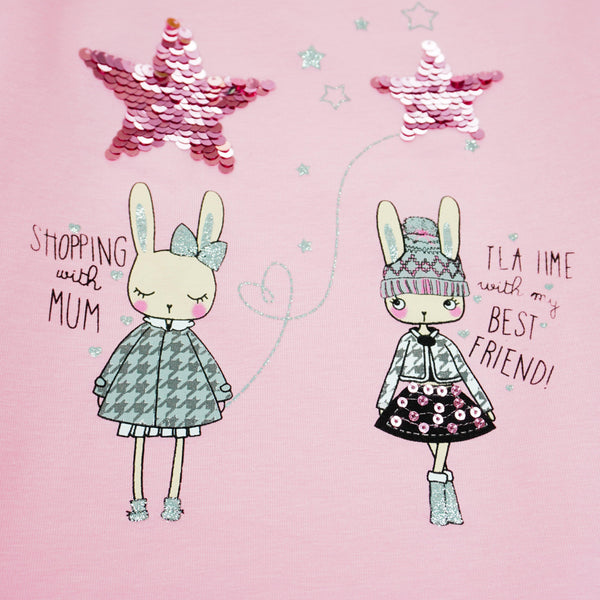 Girls' Bunny and Sequin Stars Printed Set (1-5y) - Clothes4Kids