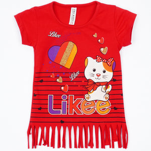 Girls' Likee' Cat' Printed T-Shirt (1-8y) - Clothes4Kids