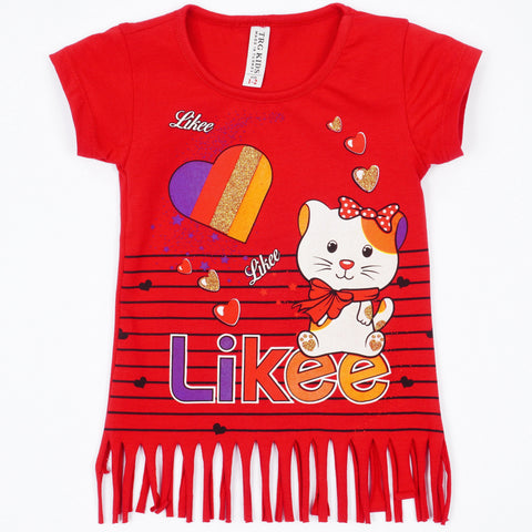 Girls' Likee' Cat' Printed T-Shirt (1-8y) - Clothes4Kids