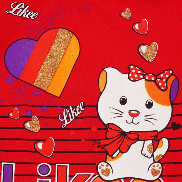 Girls' Likee' Cat' Printed T-Shirt (1-8y) - Clothes4Kids