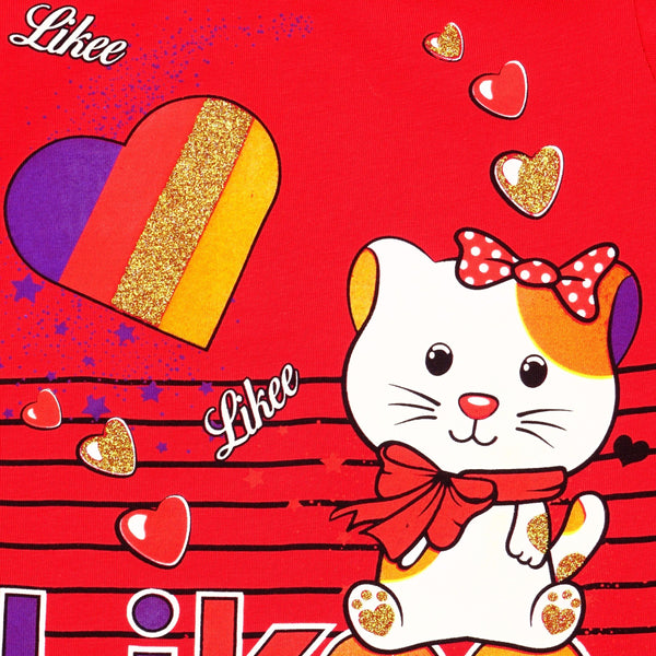 Girls' Likee' Cat' Printed T-Shirt (1-8y) - Clothes4Kids