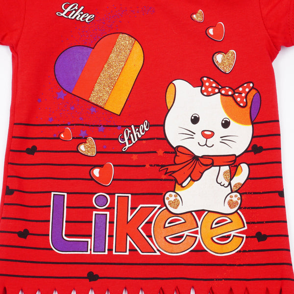 Girls' Likee' Cat' Printed T-Shirt (1-8y) - Clothes4Kids