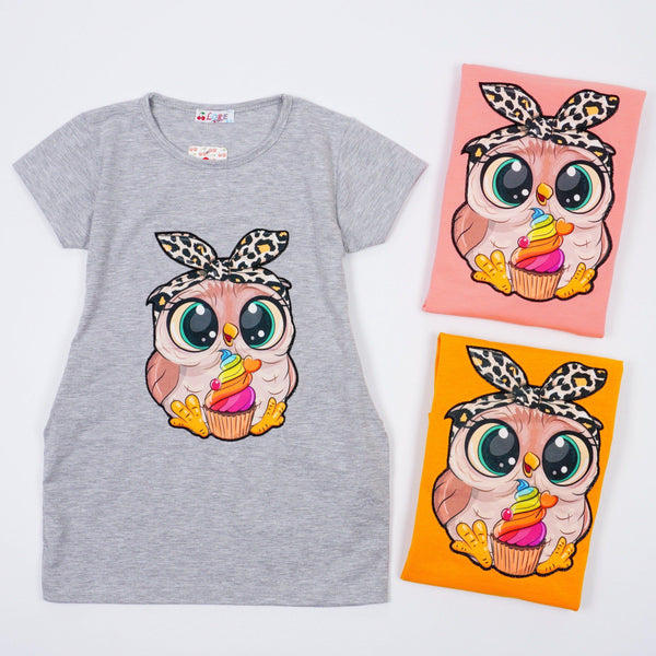 Girls' Little Owl ' Short Sleeve Tunic (8-12y) - Clothes4Kids