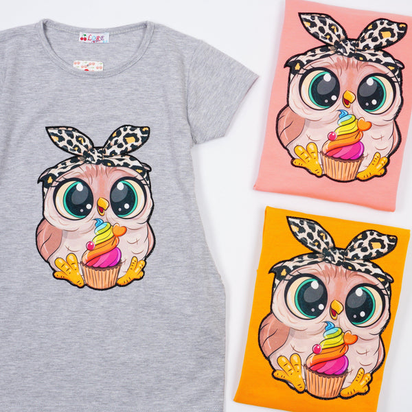 Girls' Little Owl ' Short Sleeve Tunic (8-12y) - Clothes4Kids