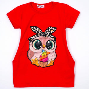 Girls' Little Owl ' Short Sleeve Tunic (4-8y) - Clothes4Kids