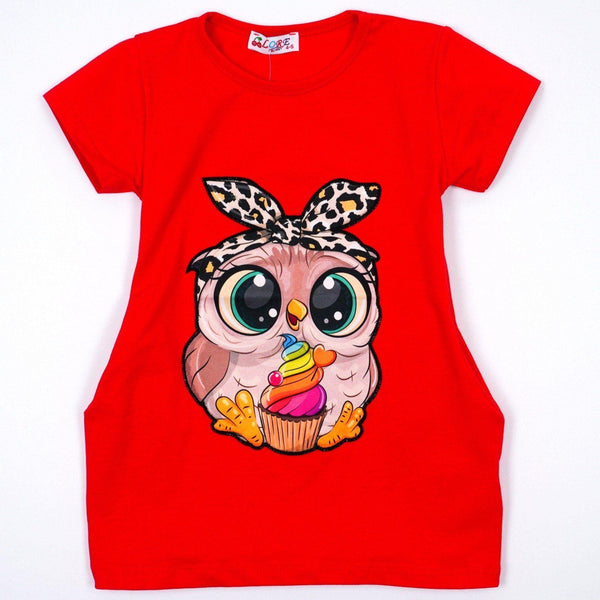Girls' Little Owl ' Short Sleeve Tunic (4-8y) - Clothes4Kids