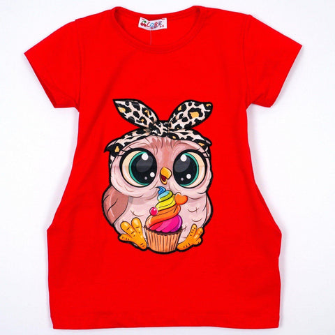 Girls' Little Owl ' Short Sleeve Tunic (4-8y) - Clothes4Kids