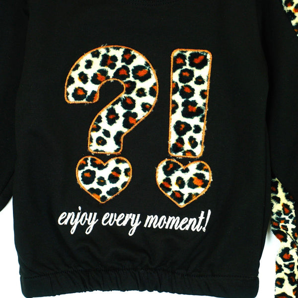 Girls' ?! ' Black/Leopard Tracksuit (9m-3y) - Clothes4Kids