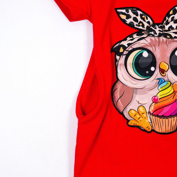 Girls' Little Owl ' Short Sleeve Tunic (4-8y) - Clothes4Kids