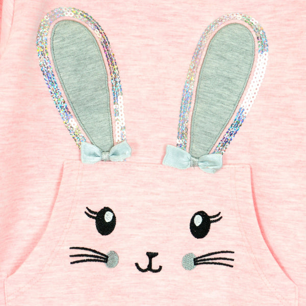 Girls' Sequin Bunny Pink Melange Tracksuit (9m-3y) - Clothes4Kids