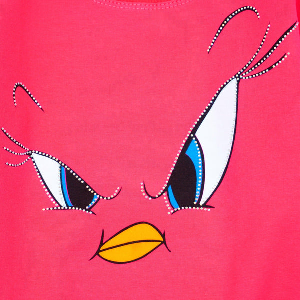Girls' I Don't Care' Bird Printed Long Sleeve Peach/ Pink Sweatshirt (3-7y) - Clothes4Kids