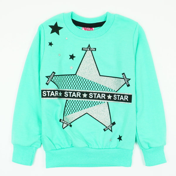 Girls' Star ' Printed Long Sleeve Sweatshirt Mint/ Peach (18m-7y) - Clothes4Kids