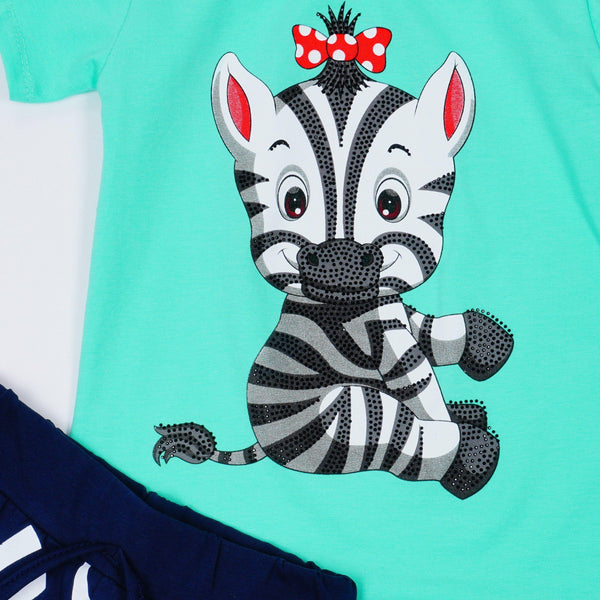 Girls' Little Zebra' Printed Lilac/Mint Set (4-8y) - Clothes4Kids