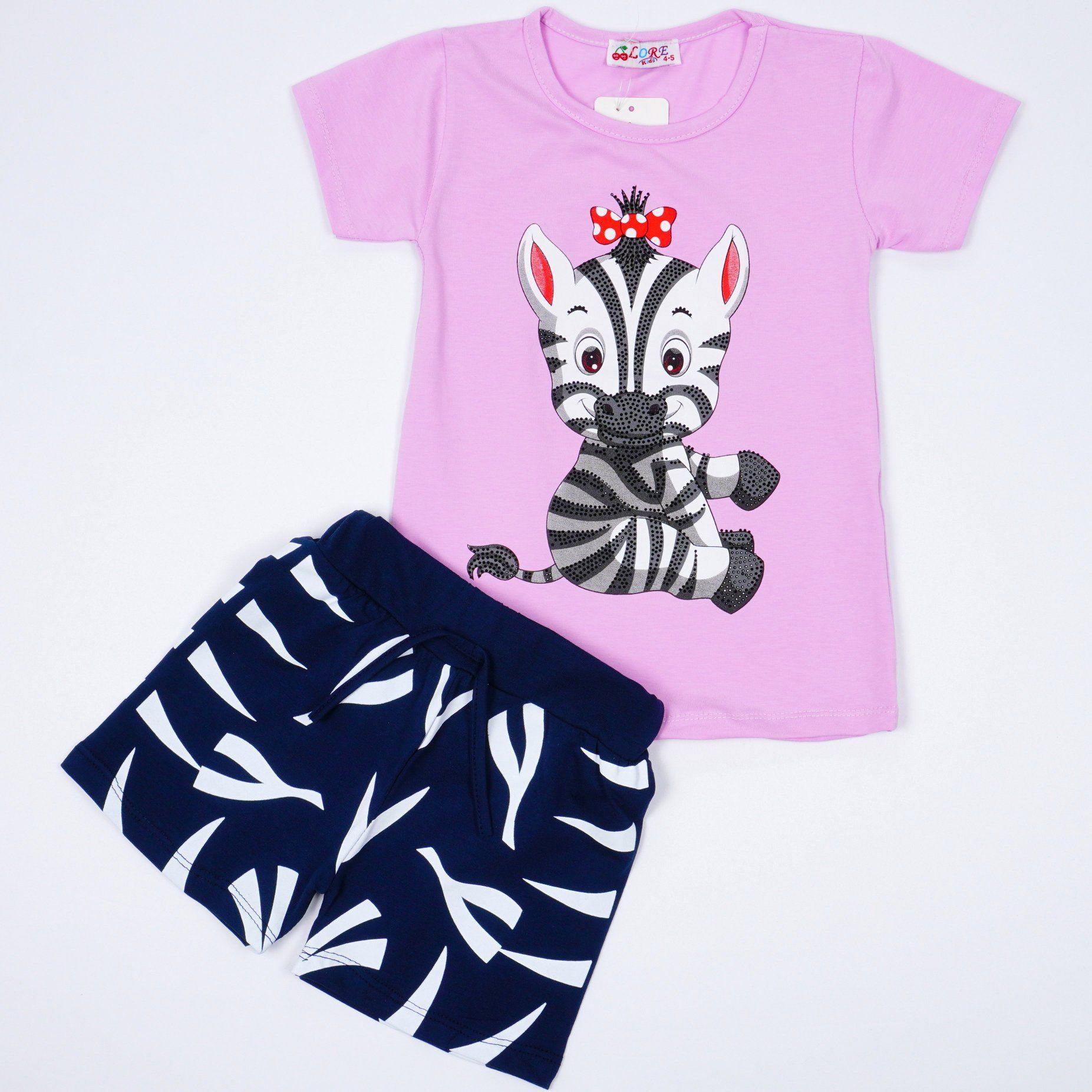 Girls' Little Zebra' Printed Lilac/Mint Set (4-8y) - Clothes4Kids