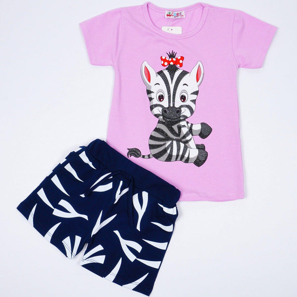 Girls' Little Zebra' Printed Lilac/Mint Set (4-8y) - Clothes4Kids
