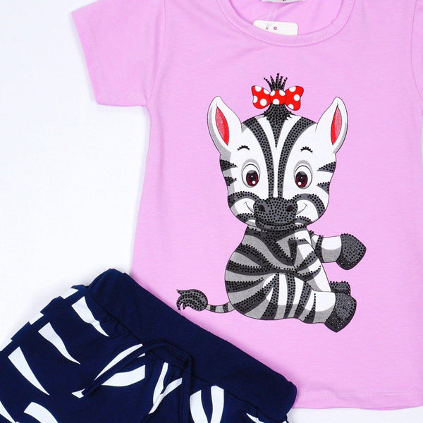 Girls' Little Zebra' Printed Lilac/Mint Set (4-8y) - Clothes4Kids