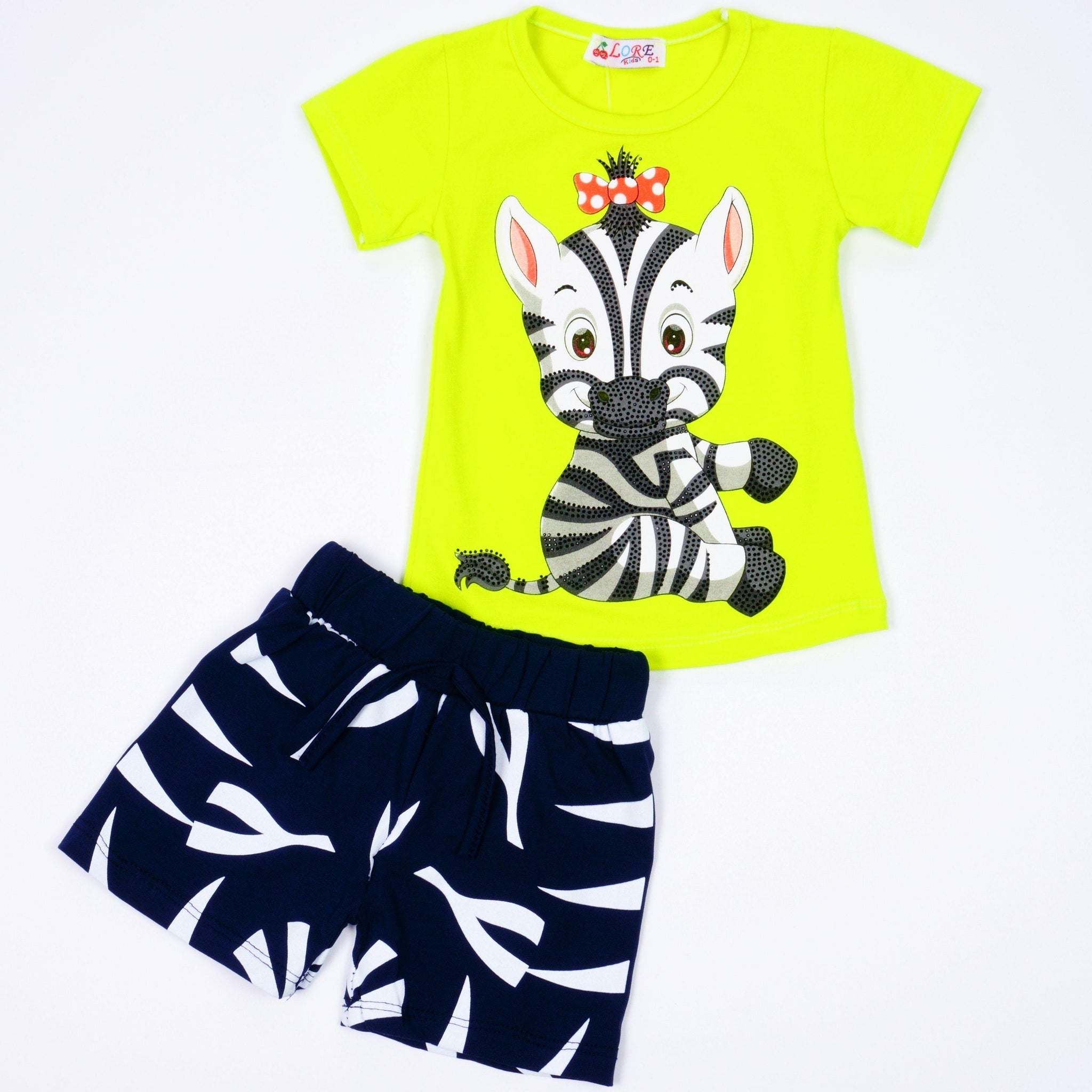 Girls' Little Zebra ' Printed Lime Set (9m-3y) - Clothes4Kids
