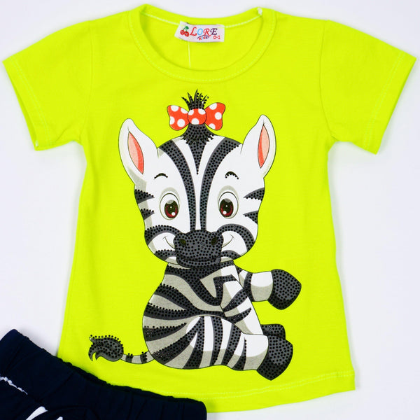 Girls' Little Zebra ' Printed Lime Set (9m-3y) - Clothes4Kids