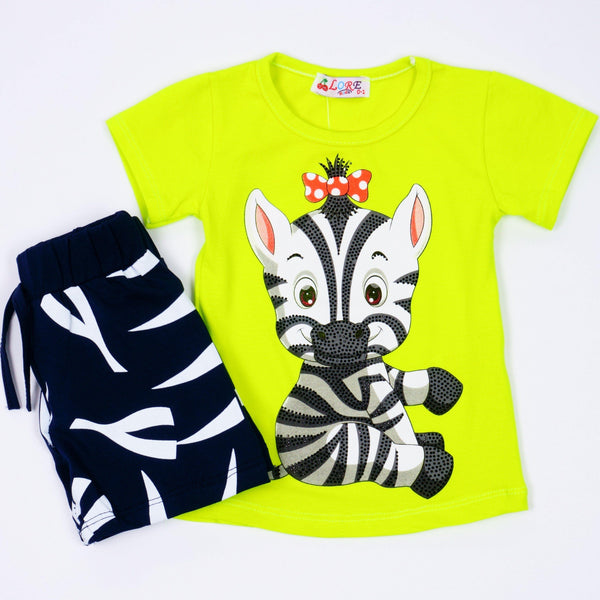 Girls' Little Zebra ' Printed Lime Set (9m-3y) - Clothes4Kids