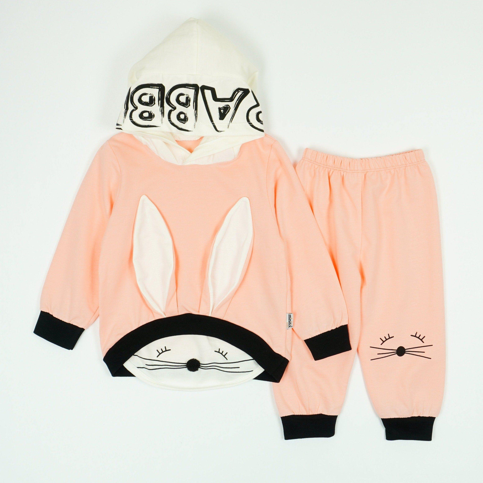 Baby Bunny / 'Rabbit' Printed Light Peach 2pcs Set (3-12m) - Clothes4Kids
