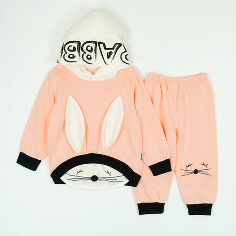Baby Bunny / 'Rabbit' Printed Light Peach 2pcs Set (3-12m) - Clothes4Kids