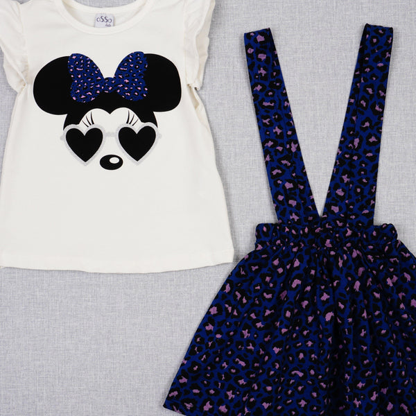 Girls' Minnie Mouse ' Navy Blue/Leopard Print Set (18m-5y) - Clothes4Kids