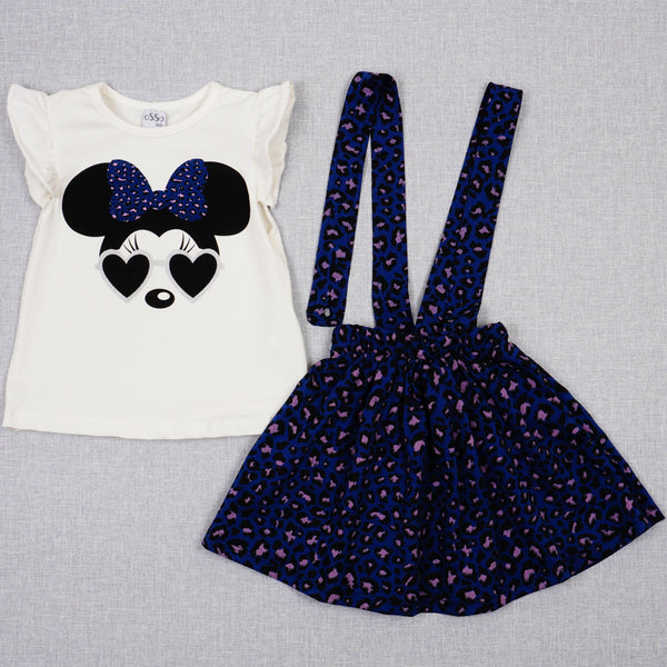 Girls' Minnie Mouse ' Navy Blue/Leopard Print Set (18m-5y) - Clothes4Kids