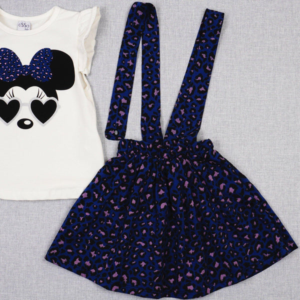 Girls' Minnie Mouse ' Navy Blue/Leopard Print Set (18m-5y) - Clothes4Kids