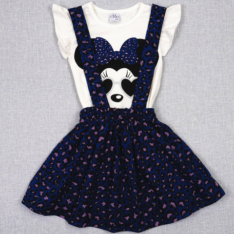 Girls' Minnie Mouse ' Navy Blue/Leopard Print Set (18m-5y) - Clothes4Kids