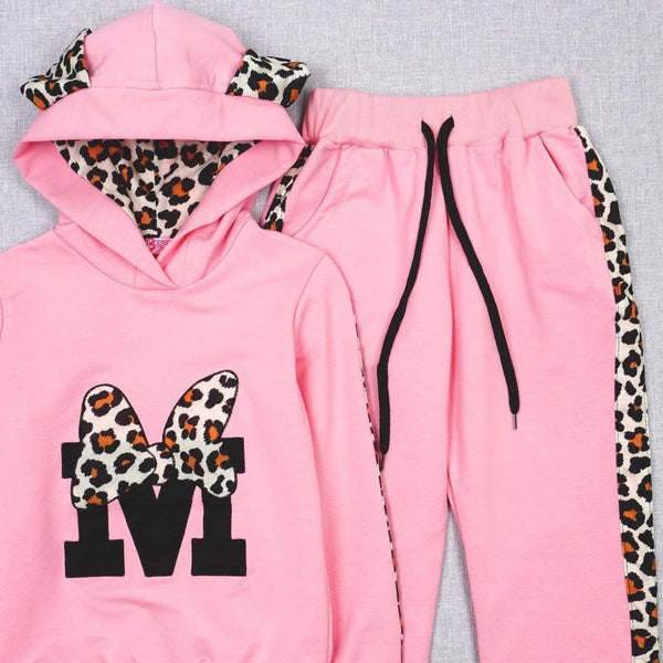 Girls' Minnie' Printed Pastel Pink/Leopard Tracksuit (5-11y) - Clothes4Kids