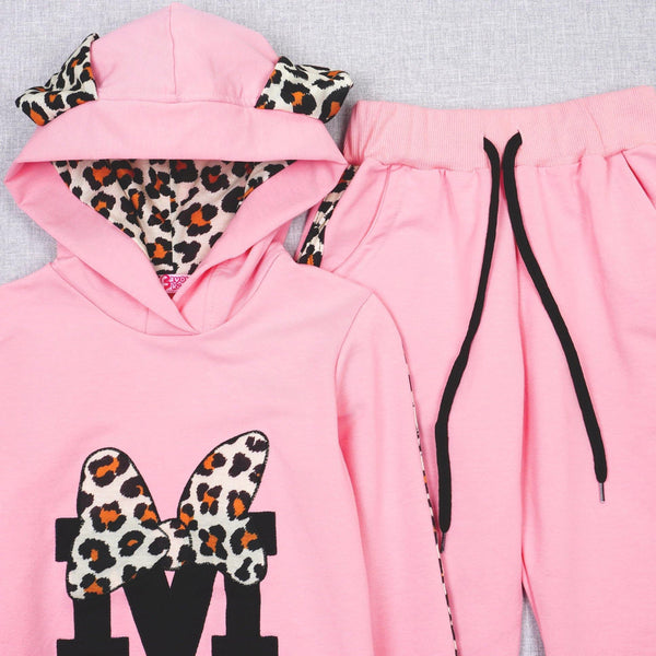 Girls' Minnie' Printed Pastel Pink/Leopard Tracksuit (5-11y) - Clothes4Kids