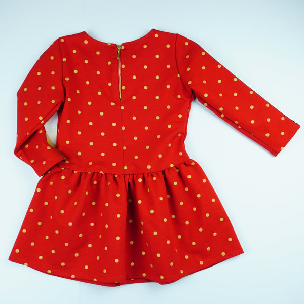 Girls' Disney Minnie Mouse Long Sleeve Polka Dot Red Dress (18m-9y) - Clothes4Kids