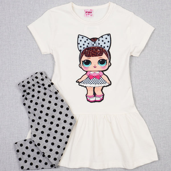 Girls' LOL Doll' Cream/Grey Set (3-8y) - Clothes4Kids