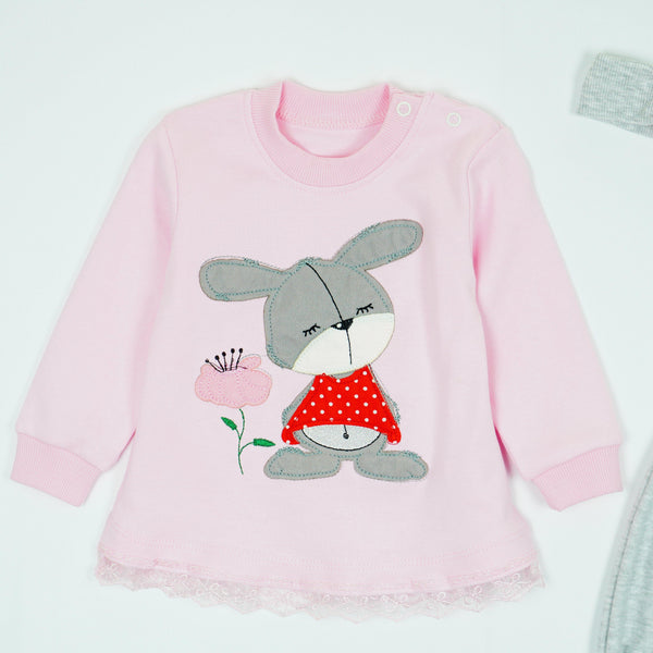 Baby Girl 'Little Bunny' 3pcs 'Grow with Me' Set Pink / Chocolate Brown (0-9m) - Clothes4Kids