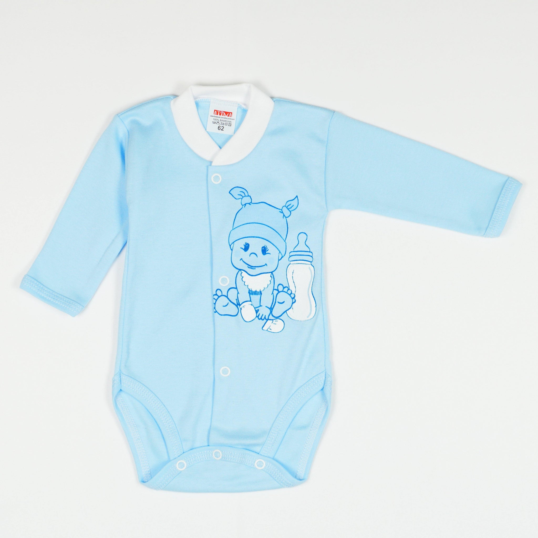 Newborn Baby Boy Long Sleeve Bodysuit Blue (0-3m) - Clothes4Kids