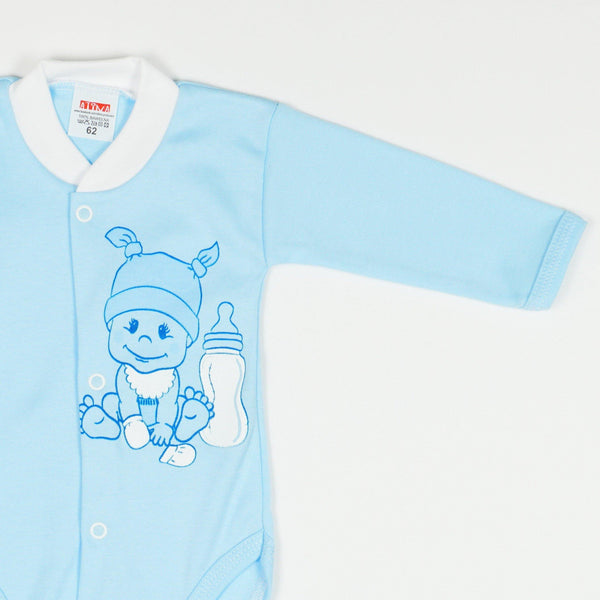 Newborn Baby Boy Long Sleeve Bodysuit Blue (0-3m) - Clothes4Kids