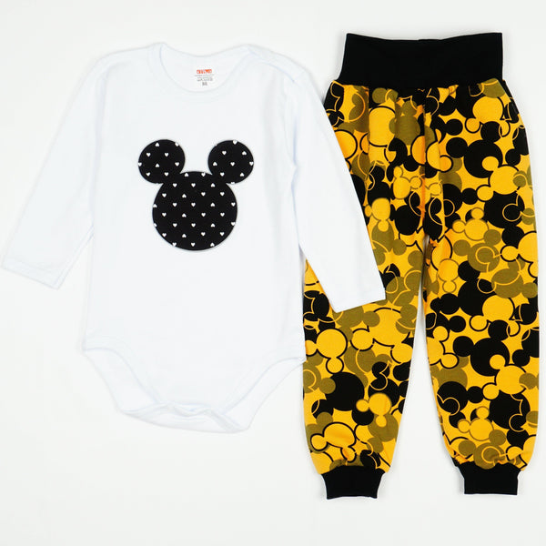 Baby Mickey Mouse 2pcs White/Mustard Yellow Set (9-18m) - Clothes4Kids