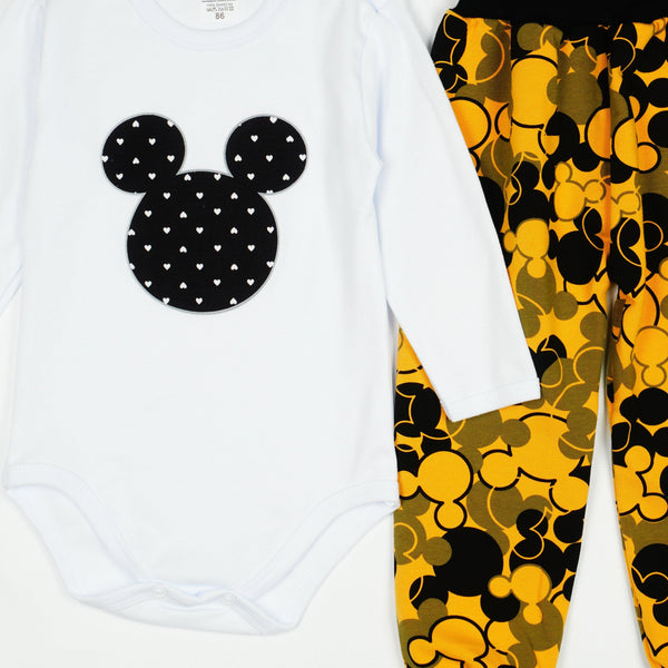 Baby Mickey Mouse 2pcs White/Mustard Yellow Set (9-18m) - Clothes4Kids
