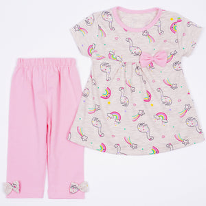 Girls' Dinosaur' Pink/Beige Summer Set (9m-3y) - Clothes4Kids
