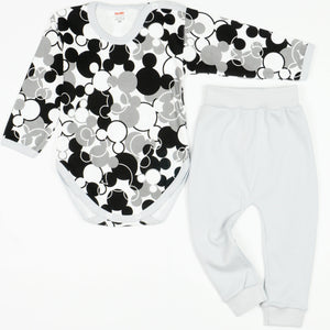 Baby Mickey Mouse Printed Light Grey 2pcs Set (9-18m) - Clothes4Kids