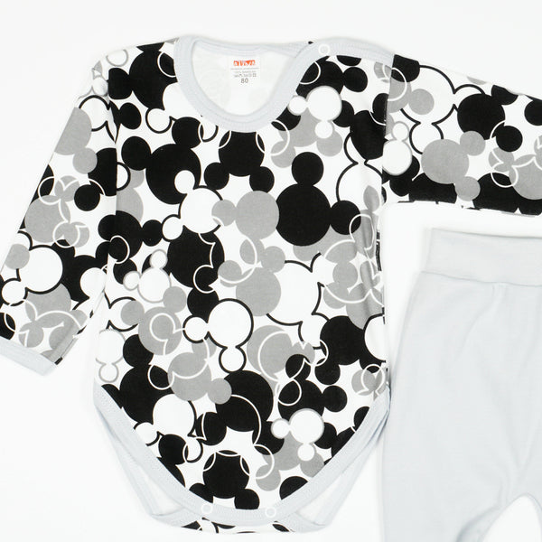 Baby Mickey Mouse Printed Light Grey 2pcs Set (9-18m) - Clothes4Kids