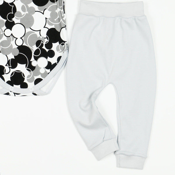 Baby Mickey Mouse Printed Light Grey 2pcs Set (9-18m) - Clothes4Kids