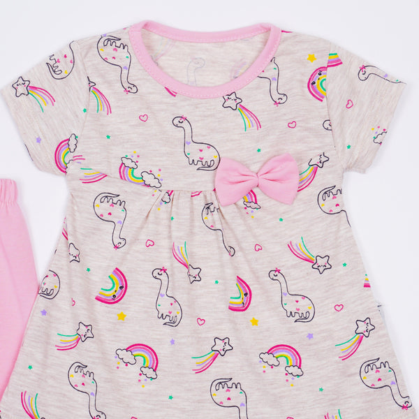 Girls' Dinosaur' Pink/Beige Summer Set (9m-3y) - Clothes4Kids