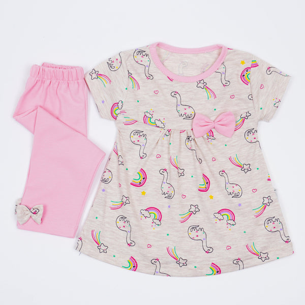 Girls' Dinosaur' Pink/Beige Summer Set (9m-3y) - Clothes4Kids