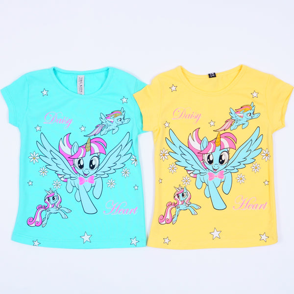 Girls' Pony ' Sea Blue/Yellow T-Shirt (1-5y)