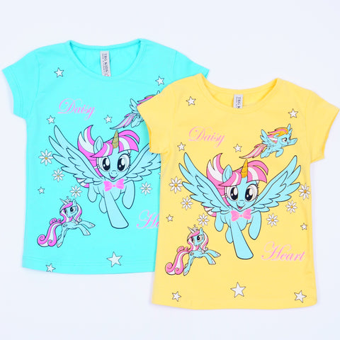 Girls' Pony ' Sea Blue/Yellow T-Shirt (1-5y)