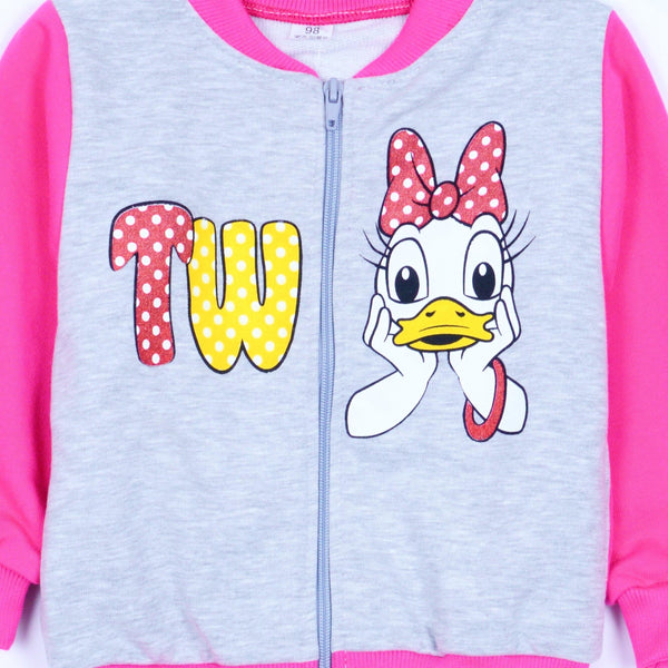Girls' Daisy Duck Printed Light Grey/Pink Full Zip Top (3m-3y) - Clothes4Kids