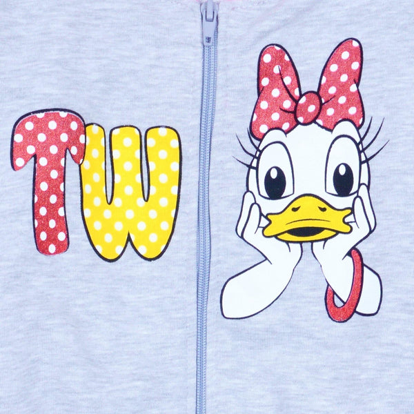 Girls' Daisy Duck Printed Light Grey/Pink Full Zip Top (3m-3y) - Clothes4Kids