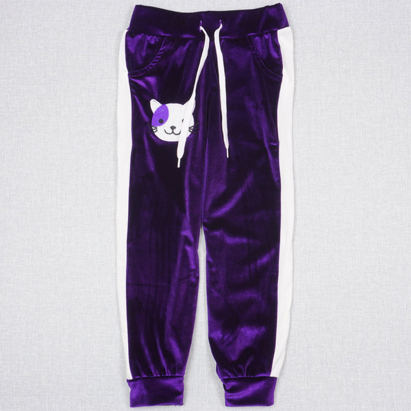Girls' Velour Cat Tracksuit Pink/Violet  (3-10y) - Clothes4Kids
