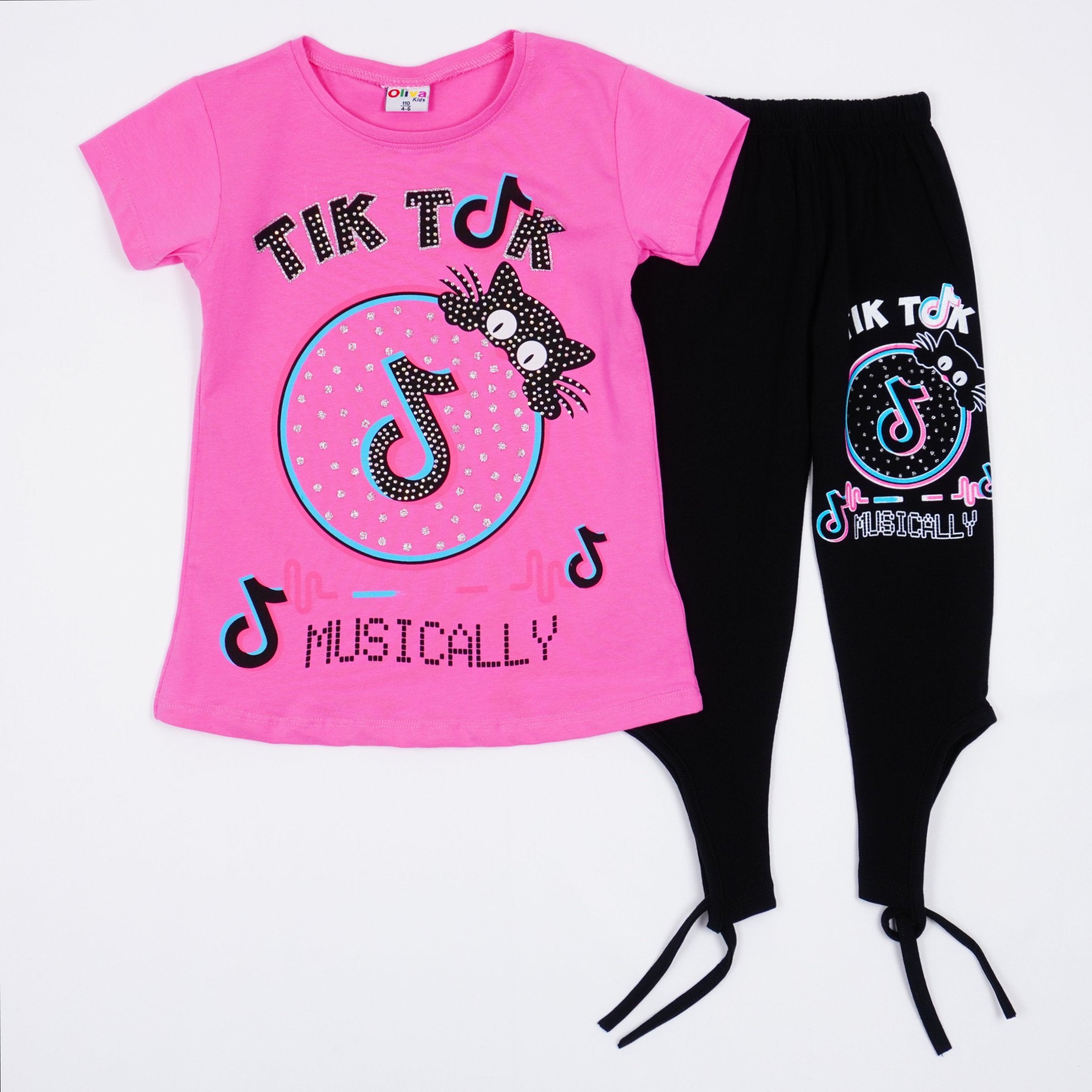 Girls'  Pink/Grey 2pcs Set (3-8y)